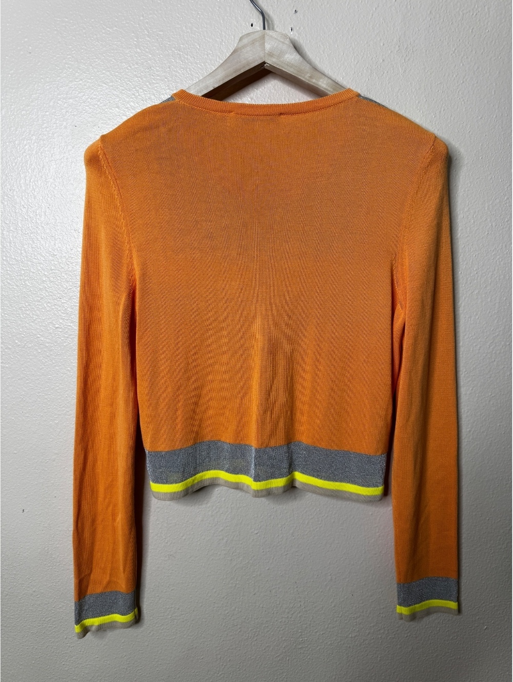 Versace Collection Womens IT 48 Cardigan Orange Geometric Viscose Made in Italy - Picture 8 of 8